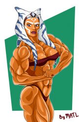 1girls abs ahsoka_tano biceps breasts extreme_muscles female female_only hyper_muscles matl muscles muscular muscular_arms muscular_female muscular_legs muscular_thighs pecs solo star_wars