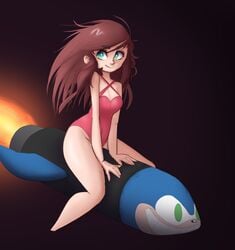 patreon poppy_(radicalsoda) radicalsoda red_swimsuit rocket sitting