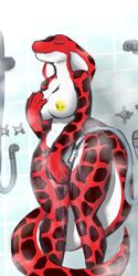 1:2 5_fingers anthro areola breasts closed_eyes cobra cupcake_(moonchild1307) eternallytardy female fingers holding_object nipples nude red_body reptile scalie self_fondle shower_head snake spots spotted_body water_jacking white_body yellow_areola yellow_nipples