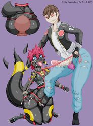 2boys anthro anthrofied bodily_fluids bondage bound chastity_cage chastity_device collar cum dildo duo eeveelution eugeniy_g eugeniyburnt furry genital_fluids girly hi_res human interspecies leash male mammal nintendo original_character pokémon_(species) pokemon pokemon_gsc sex_toy sucking umbreon video_games