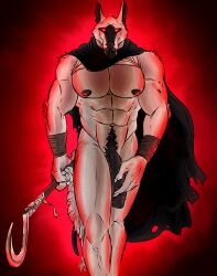 abs absurd_res anthro big_penis black_penis body_hair canid canine canis cape clothing death_(puss_in_boots) dreamworks flaccid fur genitals grey_body grey_fur happy_trail hi_res huge_cock male mammal muscular muscular_male pecs penis pubes puss_in_boots_(dreamworks) puss_in_boots_(franchise) red_eyes sickle simonsbathtub solo vein veiny_penis wolf