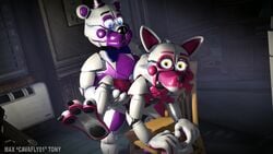 3d ambiguous_penetration animated animatronic cavafly01 chair doggy_style duo female five_nights_at_freddy's five_nights_at_freddy's:_sister_location funtime_foxy_(fnaf) funtime_foxy_(fnafsl) funtime_freddy_(fnafsl) indoors inside longer_than_one_minute male male/female moaning one_leg_up penetration robot rule_63 scottgames sex sharp_teeth sister_location sound straight teeth uncensored video voice_acted