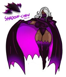 1girls big_breasts cape character_name covered_mouth dark-skinned_female dark_skin female female_only gameboyred gijinka gloves grey_hair kirby_(series) kirby_air_ride kirby_air_riders purple_cape purple_clothing purple_pupils reference_image shadow_star_(kirby) thick_thighs thigh_high_boots yellow_sclera