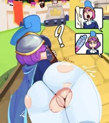 3girls anus ass big_ass big_breasts big_thighs blush breasts bubble_butt clash_(series) clash_royale clothed clothing emote emote_(clash_royale) exposed_pussy female female_focus female_only gigantic_ass gigantic_thighs huge_ass huge_thighs mckeyes musketeer_(clash_royale) pink_hair purple_hair pussy short_hair thick_thighs thighs three_musketeers_(clash_royale) torn_clothes torn_clothing wardrobe_malfunction