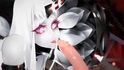 admiral_(kantai_collection) animated bent_over censored fellatio female game_cg glowing_eyes horn kantai_collection licking male oral oxykoma pale_skin penis recording seaport_hime shinkaisei-kan solo_focus straight tongue video white_hair