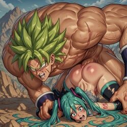 ai_generated ass_up beaten broly crossover crying crying_with_eyes_open defeated defeated_heroine defeated_with_sex dominant_male domination dragon_ball female fucked_from_behind fucked_into_submission fucked_senseless hatsune_miku holding huge_cock large_penis larger_male larger_male_smaller_female male muscular muscular_male penis petite pinned_down rape raped size_difference thick_penis top-down_bottom-up vocaloid