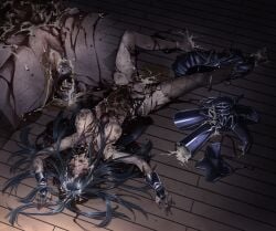 bite_mark black_hair blood blue_eyes breasts corpse cum cum_in_mouth cum_in_pussy cum_inside cum_on_armpit cum_on_body cum_on_breasts cum_on_face death female female_death flies gore guro incontinence internal_organs large_breasts maggots nullchan peeing pussy rotting solo touma_kazusa white_album_(series) white_album_2 wound