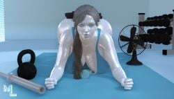 1girls 2025 3d ass ass_bigger_than_head ass_crack ass_up ass_visible_from_the_front big_ass big_breasts blue_sports_bra blue_tank_top breasts busty cleavage clothing dumbbell exercise fan fanning_self fat_ass female female_focus female_only fists_clenched focused gym heavy_ass hi_res highres huge_breasts kettlebell light-skinned_female looking_at_viewer malef1cent nintendo pale-skinned_female pale_skin panties partially_clothed pinup plank ponytail stretching sweat sweaty tank_top tied_hair voluptuous voluptuous_female weights wide_hips widescreen wii wii_fit wii_fit_trainer wii_fit_trainer_(female) workout workout_clothes