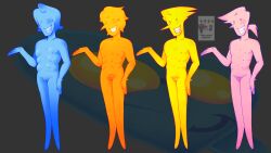 2d addison_(deltarune) androgynous artistic_nude artistic_nudity blue_addison breasts colored cute cute_male deltarune deltarune_chapter_2 female line_art male orange_addison pink_addison_(deltarune) pose pussy reference_image reference_sheet smile spamton_g_spamton yellow_addison
