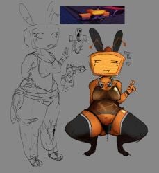 1girls breasts bunny_ears bunny_veeronica female forsaken_(roblox) headphones peace_sign reference_image roblox roblox_game robloxian robot_girl self_upload sketch solo solo_focus squatting standing tagme thick_thighs thighhighs thighs veeronica xxelpepexx