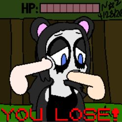 anthro bad_end bitcrushclown crying defeated fellatio female furry game_over health_bar panda pandaren penis penis_on_face pixel_art rape running_makeup running_mascara white_penis world_of_warcraft