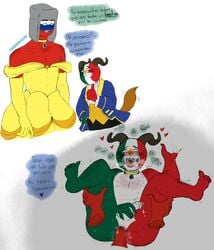 beast_(disney)_(cosplay) beauty_and_the_beast belle_(cosplay) cosplay countryhumans crossdressing disney disney_princess dress facial_hair gay horn horns male male_only mexico mexico_(countryhumans) princess_dress russia russia_(countryhumans) sharp_teeth small_sub_large_dom yaoi yellow_dress