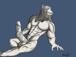 1boy abs anthro big_balls big_penis black_fur blue_background fur furry holding huge_cock huge_testicles large_penis long_penis looking_away male male_anthro male_only male_scp-1471 mammal monster muscles muscular muscular_male nipples nude partially_colored penis penis_grab pose scp scp-1471 scp_foundation secretuser243 sketch skull solo solo_male teeth testicles text thick_penis veins veiny_penis watermark