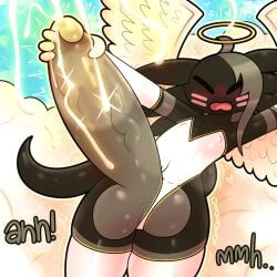 amphibian anthro axolotl balls big_balls big_penis bodily_fluids clothing cloud colored_cum cum ejaculation genital_fluids genitals glowing glowing_cum halo hi_res huge_balls huge_cock hyper hyper_balls hyper_genitalia hyper_penis legwear licorice_(oxyoxyoxyox) male marine masturbation mole_salamander one-piece oxyoxyoxyox penis salamander solo stockings text unusual_bodily_fluids unusual_cum unusual_genital_fluids wings