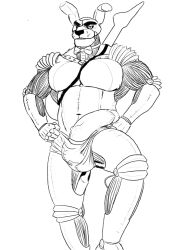 animatronic anthro big_bulge big_penis black_nose bonnie_(fnaf) bow_tie bulge clothing electric_guitar erection five_nights_at_freddy's genitals guitar hands_on_hips huge_cock lagomorph leporid machine male mammal muscular muscular_male musical_instrument pecs penis penis_out_of_underwear plucked_string_instrument rabbit robot scottgames simonsbathtub solo string_instrument underwear vein veiny_penis