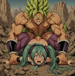 ai_generated ass_up beaten broly crossover crying defeated defeated_heroine defeated_with_sex dragon_ball female fucked_from_behind fucked_into_submission fucked_senseless hatsune_miku huge_cock large_penis larger_male larger_male_smaller_female male penis petite rape raped shocked shocked_expression size_difference thick_penis top-down_bottom-up vocaloid