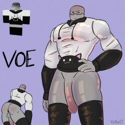 1boy artist_name ass ass_up bending_forward bending_over big_ass gay grey_body hanging_penis hoodie male male_only nipple_bulge oc penis reference_image roblox roblox_avatar robloxian self_upload shiny_skin stockings tagme tight_clothing voihell