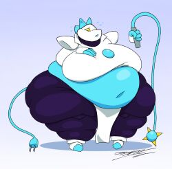 anthro anthro_only black_pants deltarune deltarune_chapter_2 distressed fat fat_belly fat_breasts fat_hips fat_thighs female floating_hands huge_thighs js463 no_arms obese plug_tail tasque_manager_(deltarune) thick_thighs whip white_boots white_shirt yellow_eyes