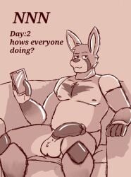 1boy 1male anthro anthro_focus anthro_only balls cock completely_nude completely_nude_male english_text ernie_(techbun) flaccid flaccid_penis furry furry_male furry_only holding_object holding_phone humanoid_genitalia humanoid_penis lagomorph lagomorph_humanoid leporid leporid_humanoid male male_anthro male_focus male_only nipples nnn no_nut_november nude nude_male page_2 page_number penile penis phone rabbit rabbit_humanoid smile smiley_face smiling solo solo_anthro solo_focus solo_in_panel solo_male techbun testicles