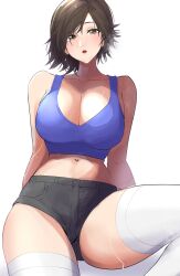 1girls bandai_namco big_breasts blue_sports_bra breasts busty clash_kuro_neko cleavage curvaceous curvy curvy_body curvy_female curvy_figure female hi_res huge_breasts kazama_asuka large_breasts looking_at_viewer namco simple_background sports_bra tekken thick_thighs thighs tomboy voluptuous white_background