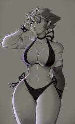 big_breasts big_breasts bikini black_bikini brawlhalla eirlys female female_only petra_(brawlhalla) thick_thighs thighs