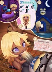 2boys absurd_res androgynous animal_crossing animal_crossing_boy animal_crossing_new_horizons ass bear big_penis bimbo bimbofication blonde_hair buttplug comic crossdressing cum cum_in_mouth cum_inside cum_out_nose curt_(animal_crossing) dark-skinned_femboy dark-skinned_male dark_skin ejaculation english_text erection feline fellatio femboy feminization gay girly high_heels highres house huge_balls huge_cock hypnosis katrina_(animal_crossing) kneeling lingerie male/male male_only malesub mind_control nail_polish night nintendo oral picturd purple_eyes revealing_clothes sucking swirly_eyes tape text thong villager_(animal_crossing) yaoi