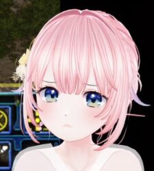 blonde_hair blue_eyes closed_mouth eun-chae hair_ornament hairpin lowres non-web_source pink_hair virtual_youtuber waktaverse