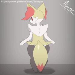 1:1 2d_animation animated anthro ass big_butt braixen clothing dengon female frame_by_frame generation_6_pokemon looking_at_viewer nintendo panties pokemon pokemon_(species) red_eyes short_playtime simple_background solo underwear