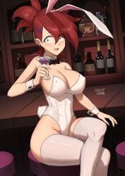 1girls 2024 alcohol artist_name bar barleyshake big_breasts bowtie bracelet bracelets breasts bunny_costume bunny_ears bunny_girl bunny_tail bunnysuit cartoon_network choker cleavage clothed clothing english english_text female female_only foster's_home_for_imaginary_friends frankie_foster martini red_hair red_hair_female sitting solo text warner_brothers