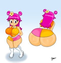 1girls ami ami_onuki ass ass_focus big_ass big_breasts breasts bubble_ass bubble_butt cartoon_network dress flower_in_hair hair_ornament heel_boots hi_hi_puffy_amiyumi juuzouthegoat paag pink_hair thick_thighs warner_bros warner_brothers