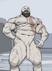 a0secret bald bald_man bara beard big_cock big_penis completely_nude daddy dilf erect_penis erection exhibitionism exhibitionist facial_hair flaccid flaccid_penis god_of_war kratos male_only masturbation muscles muscular muscular_arms muscular_ass muscular_male nature nude nude_male nudist nudity older_male outdoors public red_markings solo solo_male thick_thighs white_body