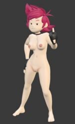 1girls 3d breasts earthbound female female_only kumatora mandalafurikake mob_face mother_(series) mother_3 nintendo nipples nude pink_hair simple_background smile solo tagme