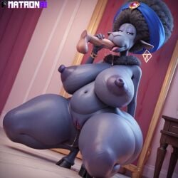 4k ai_generated anthro areolae blowjob breasts disembodied_penis female gilf highres huge_breasts illumination_entertainment matronai_(artist) mature mature_anthro mature_female mature_woman nana_noodleman nipples patreon penis pinup sagging_breasts sex sheep sing_(movie) stable_diffusion