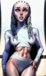 ai_generated alien_girl alien_humanoid braided_hair gwyndala midriff pale-skinned_female star_trek star_trek_prodigy vau_n'akat_(species)