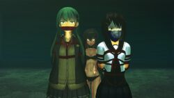 3d 3girls bondage gag gagged glaring kantai_collection steam suzuya_(kantai_collection)