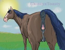 anatomically_correct animal_genitalia animal_pussy anus ass big_butt bodily_fluids breasts crotchboobs crotchboobs_visible_through_thighs dessert doughnut dripping_pussy equid equine female feral food genital_fluids genitals ghostyxtoasty horse invalid_tag mammal mane puffy_anus pussy solo udders vaginal_fluids