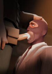 2boys 3d 3d_(artwork) blender_(software) blowjob clothed cum cum_in_mouth hand_on_head male/male sniper_(team_fortress_2) spy_(team_fortress_2) team_fortress_2