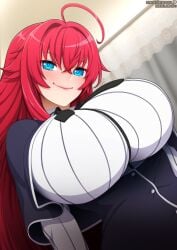 1girls artist_name before_sex big_breasts blush blushing blushing_at_viewer boobs breasts clothed clothed_female clothing detailed_background female female_focus female_only high_school_dxd huge_breasts human human_only large_breasts long_hair looking_at_viewer male_pov neocoill patreon patreon_username red_hair redhead rias_gremory smile smiling smiling_at_viewer solo solo_female teal_eyes twitter website