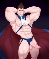 1boy balls bara bulge darkstalkers demitri_maximoff erection garbancobean male male_focus male_nipples male_only muscular_male nipples nude penis solo_male underwear vampire