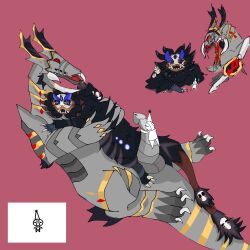 black_fur commission creatures_of_sonaria elarickkeir gold_(metal) grey_body male/male/male male_only oxytalislvrr roblox roblox_game shararook white_body