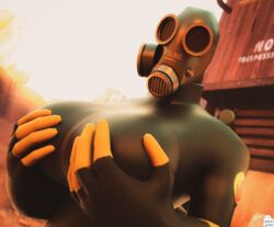 3d breasts female fempyro gas_mask latex plasticmayo pyro team_fortress_2