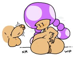 1boy 1girls anus ass big_ass big_breasts big_butt big_dom_small_sub big_penis breasts disembodied_penis erection female large_areolae large_ass large_breasts large_penis large_testicles looking_back male mario_(series) nintendo nude penis pussy simple_background sitting sleepyslut testicles thick thick_ass thick_legs thick_penis thick_thighs toad_(mario) toadette white_background