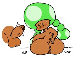 1boy 1girls anus ass big_ass big_breasts big_butt big_dom_small_sub big_penis breasts disembodied_penis erection female large_areolae large_ass large_breasts large_penis large_testicles looking_back male mario_(series) nintendo nude penis pussy simple_background sitting sleepyslut testicles thick thick_ass thick_legs thick_penis thick_thighs toad_(mario) toadette white_background