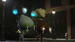 2girls 3d anthro anthrofied ass breasts brown_fur closed_eyes fairy female female_only furry glowing horns hyper hyper_breasts lactation lamp light meloetta milk night nipples nude outdoors patreon pokemon pokemon_bw rgtdwtbr sheep source_filmmaker source_request street text watermark whimsicott white_skin wide_hips