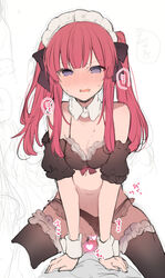 1boy bare_shoulders bikini blush bow breasts brown_bikini brown_bow censored cleavage detached_sleeves female frilled_bikini frilled_legwear frills hairbow heart heart_censor ikeuchi_tanuma looking_at_viewer maid_bikini maid_headdress navel no_mouth nose_blush open_mouth original panties panties_aside penis puffy_short_sleeves puffy_sleeves purple_eyes pussy red_hair sex short_sleeves small_breasts solo_focus straddling straight sweatdrop swimsuit thighhighs twintails underwear wavy_mouth wrist_cuffs