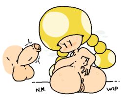 1boy 1girls anus ass big_ass big_breasts big_butt big_dom_small_sub big_penis breasts disembodied_penis erection female large_areolae large_ass large_breasts large_penis large_testicles looking_back male mario_(series) nintendo nude penis pussy simple_background sitting sleepyslut testicles thick thick_ass thick_legs thick_penis thick_thighs toad_(mario) toadette white_background