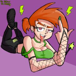 el_rincon_de_amber female middle_finger nickelodeon piercing smooth_skin the_fairly_oddparents tongue_out vicky_(fairly_odd_parents)