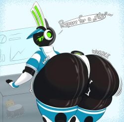 ass ass_body ass_focus bending_forward big_ass big_butt bunny_girl butt_focus dumptruck_ass huge_ass huge_butt humanoid hyper_ass hyper_butt looking_at_viewer looking_back massive_ass massive_butt plumkinplumchime project_turboblast robot robot_girl tempo_(project_turboblast)