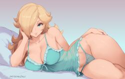 1girls 2d 2d_(artwork) 2d_artwork adult adult_female arm_support bed bed_sheet bewitching_thighs blonde-haired_female blonde_female blonde_hair blonde_hair_female blue-eyed_female blue_camisole blue_eyes blue_panties blue_thong blue_underwear breasts busty busty_female busty_girl camisole child_bearing_hips cleavage closed_mouth_smile collarbone curvaceous curvaceous_body curvaceous_female curvaceous_figure curvaceous_hips curvy curvy_body curvy_female curvy_figure curvy_hips digital digital_art digital_drawing digital_drawing_(artwork) digital_media digital_media_(artwork) drawing elbows eyebrows_hidden_by_hair female female_focus female_only fertile_hips fingernails fingers frilled_camisole groin hair_covering_eye hair_over_eye hair_over_one_eye half_naked half_nude hand_on_leg hand_on_own_leg hand_on_own_thigh hand_on_thigh high_resolution highres hourglass_figure inguinal_crease inguinal_ligament large_breasts lean_figure legs_closed legs_together light_smile long_hair looking_at_viewer mario_(series) matching_underwear mature mature_female nail_polish nails naked naked_female naked_woman narrow_waist nintendo nude nude_female nudity panties parted_bangs pillow princess_rosalina purple_fingernails purple_nail_polish purple_nails ribbon_panties semi_nude shoulders simple_background slender_body slender_waist slim_female slim_waist smile smiley_face smiling smiling_at_viewer solo thick_thighs thighs thighs_together thong underwear underwear_only upper_body white_bed white_bed_sheet white_pillow wide_hips zelc-face