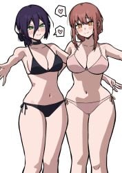 2d 2d_(artwork) 2d_artwork 2girls adult adult_female aguxxxuu alternate_breast_size armpits bare_armpits bare_arms bare_belly bare_chest bare_hands bare_hips bare_knees bare_legs bare_midriff bare_navel bare_shoulders bare_skin bare_thighs belly belly_button bewitching_thighs big_breasts bikini bikini_bottom bikini_only bikini_top black-haired_female black_bikini black_bikini_bottom black_bikini_top black_choker black_hair black_swimsuit black_swimwear blush blush_face blushing_at_viewer blushing_female blushing_lines braid braided_hair braided_ponytail breasts busty busty_female busty_girl busty_teen busty_teenager chainsaw_man child_bearing_hips choker cleavage closed_mouth_smile collarbone curvaceous curvaceous_body curvaceous_female curvaceous_figure curvaceous_hips curvaceous_teenager curvy curvy_body curvy_female curvy_figure curvy_hips curvy_teen digital digital_art digital_drawing digital_drawing_(artwork) digital_media digital_media_(artwork) drawing exposed_armpits exposed_arms exposed_belly exposed_chest exposed_hips exposed_legs exposed_midriff exposed_navel exposed_shoulders exposed_skin exposed_thighs extended_arm eyebrows_visible_through_hair female female_focus female_only fertile_hips fingers green-eyed_female green_eyes groin hair_between_eyes halterneck head_tilt heart high_resolution highres hourglass_figure large_boobs large_breasts lean_figure legs_closed legs_together light_smile long_hair looking_at_viewer makima_(chainsaw_man) mature mature_female midriff multiple_females multiple_girls narrow_waist navel pink_bikini pink_bikini_bottom pink_bikini_top pink_swimsuit pink_swimwear ponytail reaching_towards_viewer red-haired_female red_hair reze_(chainsaw_man) ring_eyes ringed_eyes shoulders side-tie_bikini simple_background slender_body slender_waist slim_female slim_waist smile smiley_face smiling smiling_at_viewer standing stretching_arms string_bikini swimsuit swimwear teen_girl teenage_female teenage_girl teenage_tits teenager thick_thighs thighs thighs_together tilted_head upper_body white_background wide_hips yellow-eyed_female yellow_eyes young_female young_woman